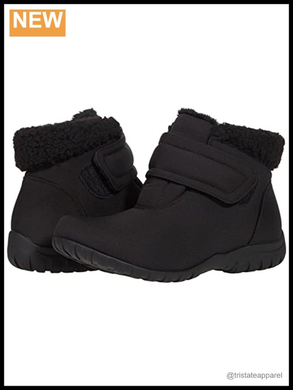 Waterproof Faux Fur Lined Ankle Snow Boots Hook & Loop Closure